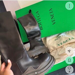 Bottega Veneta Black Leather Knee-High Boots